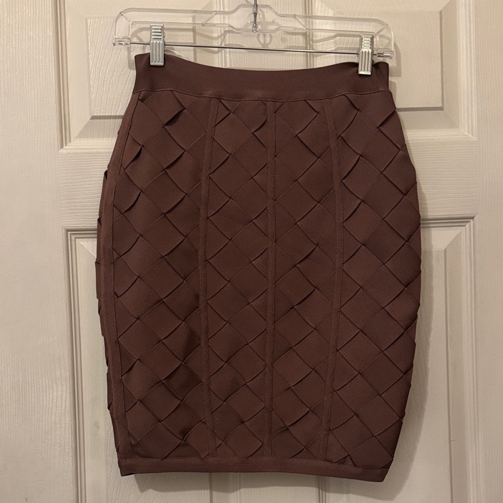 Elegant Brown Woven Bodycon Skirt